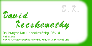 david kecskemethy business card