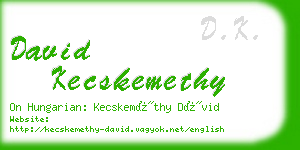 david kecskemethy business card